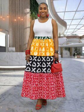 Makena African Print Maxi Skirt
